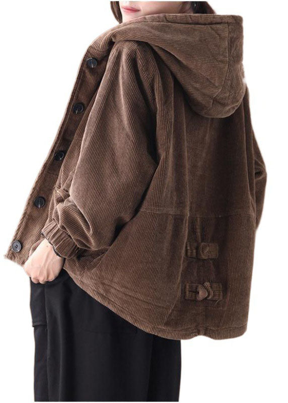 Damens Hooded Corduroy Vinterjacka
