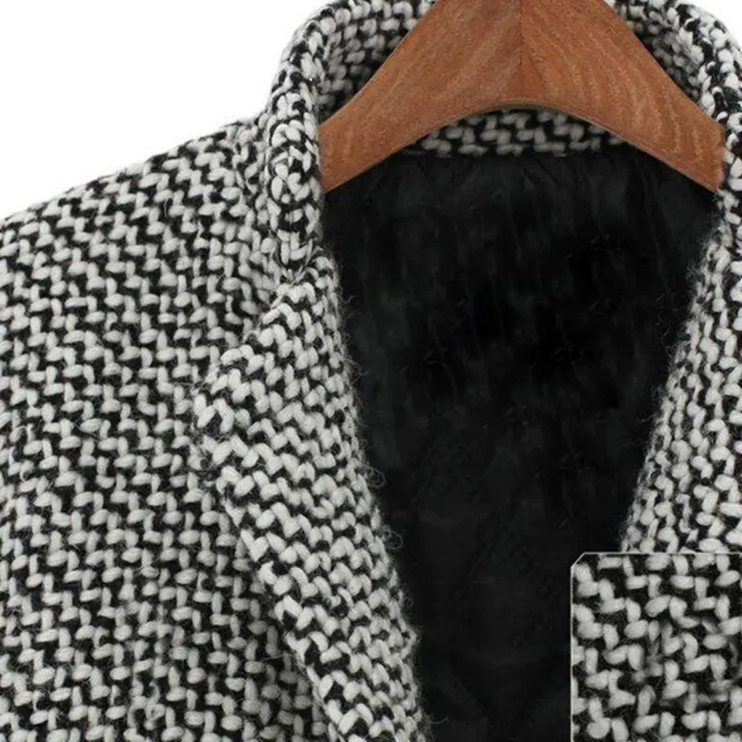 Damens Vinterkappa Houndstooth Ull