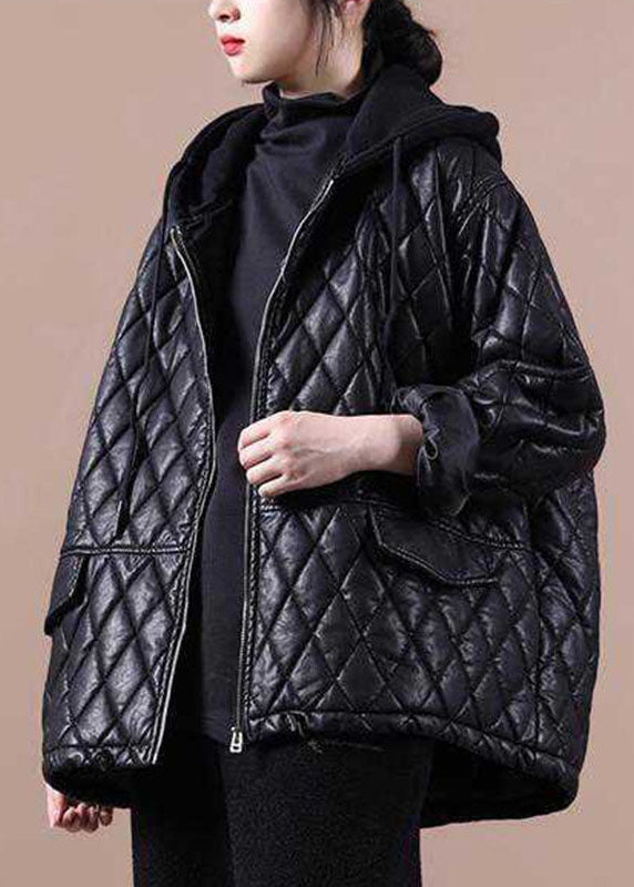 Damernas Svarta Hooded Zipparjacka med Patchwork