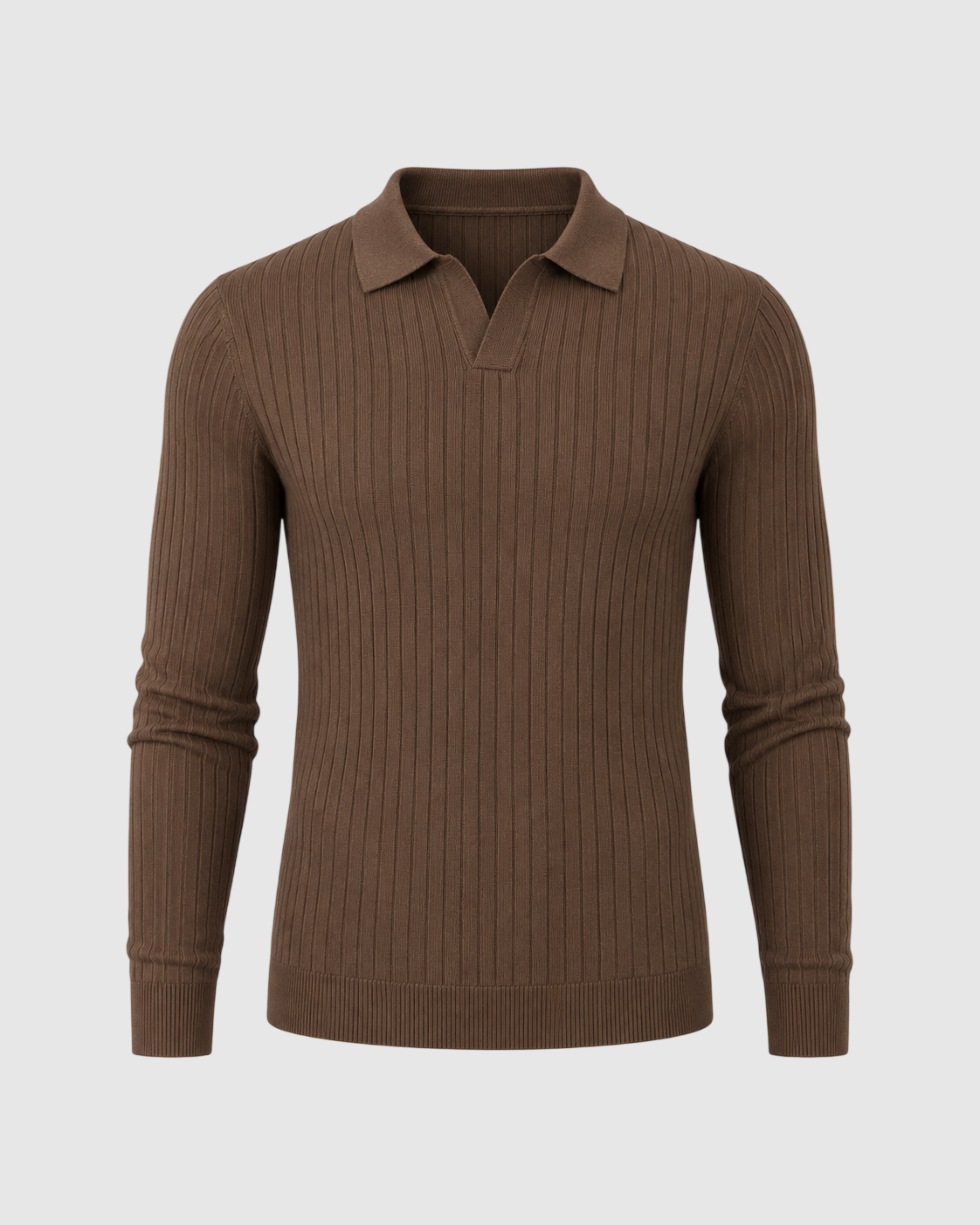 Ribbed Long-Sleeve Polo