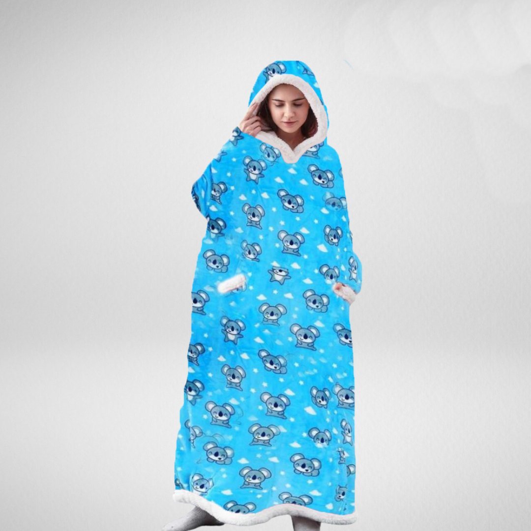 Oversized Deken Med Huva Microfleece Sherpa
