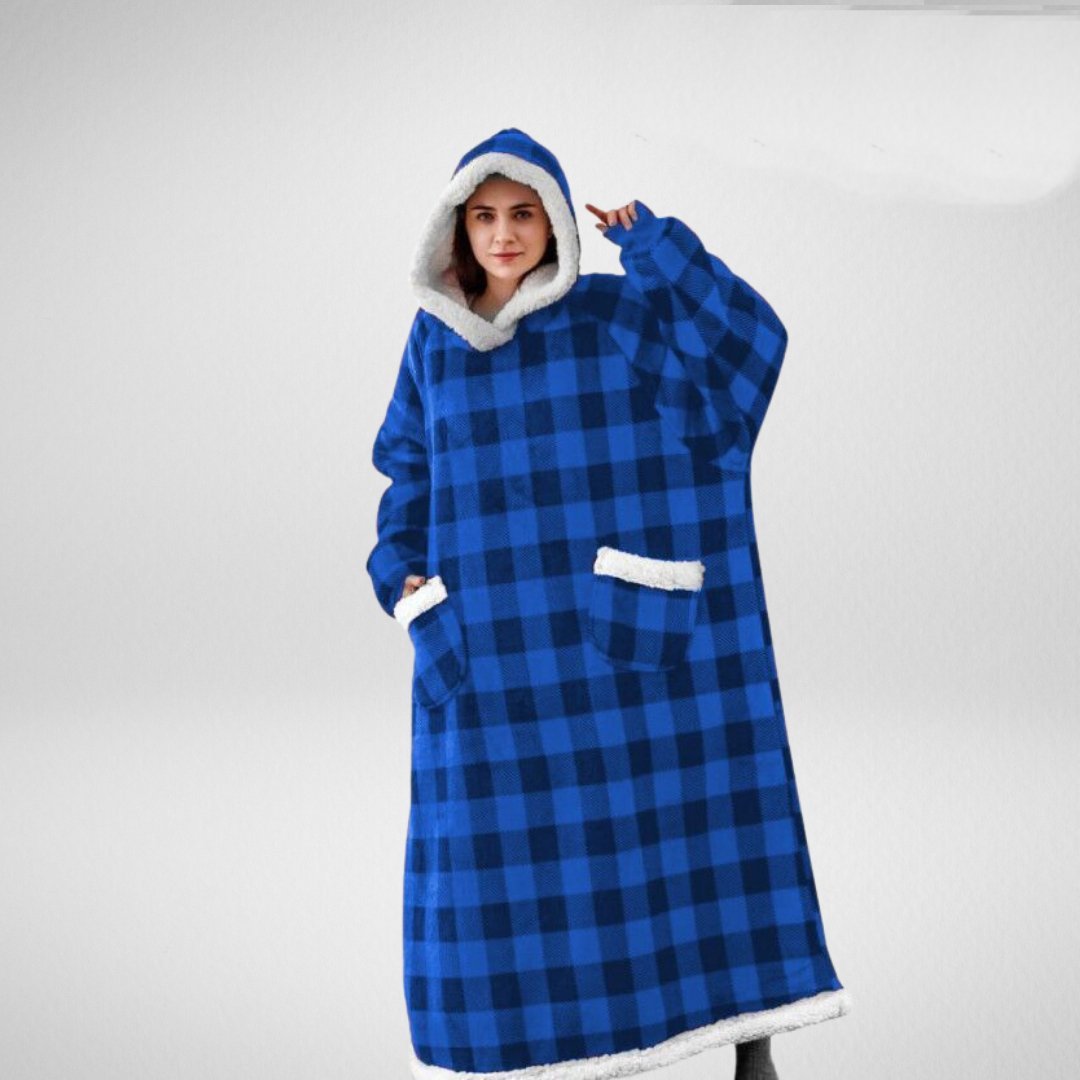 Oversized Deken Med Huva Microfleece Sherpa