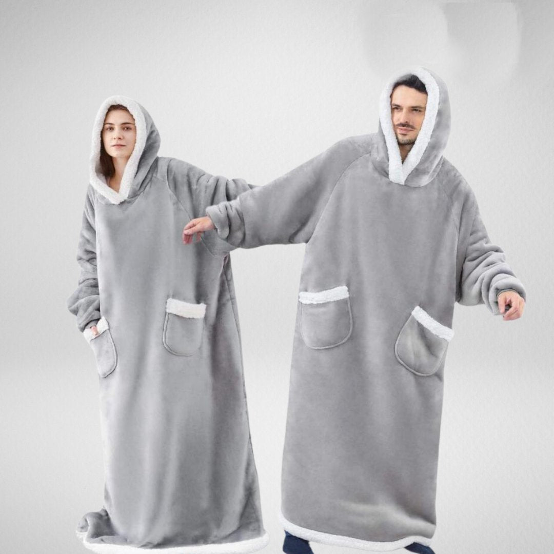 Oversized Deken Med Huva Microfleece Sherpa