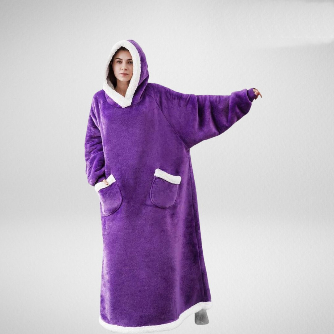Oversized Deken Med Huva Microfleece Sherpa