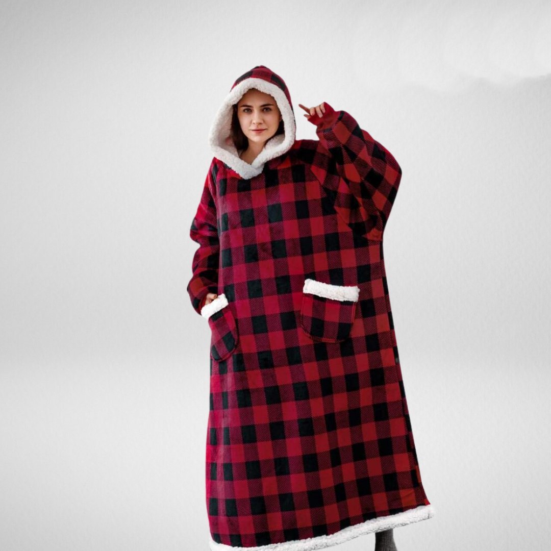 Oversized Deken Med Huva Microfleece Sherpa
