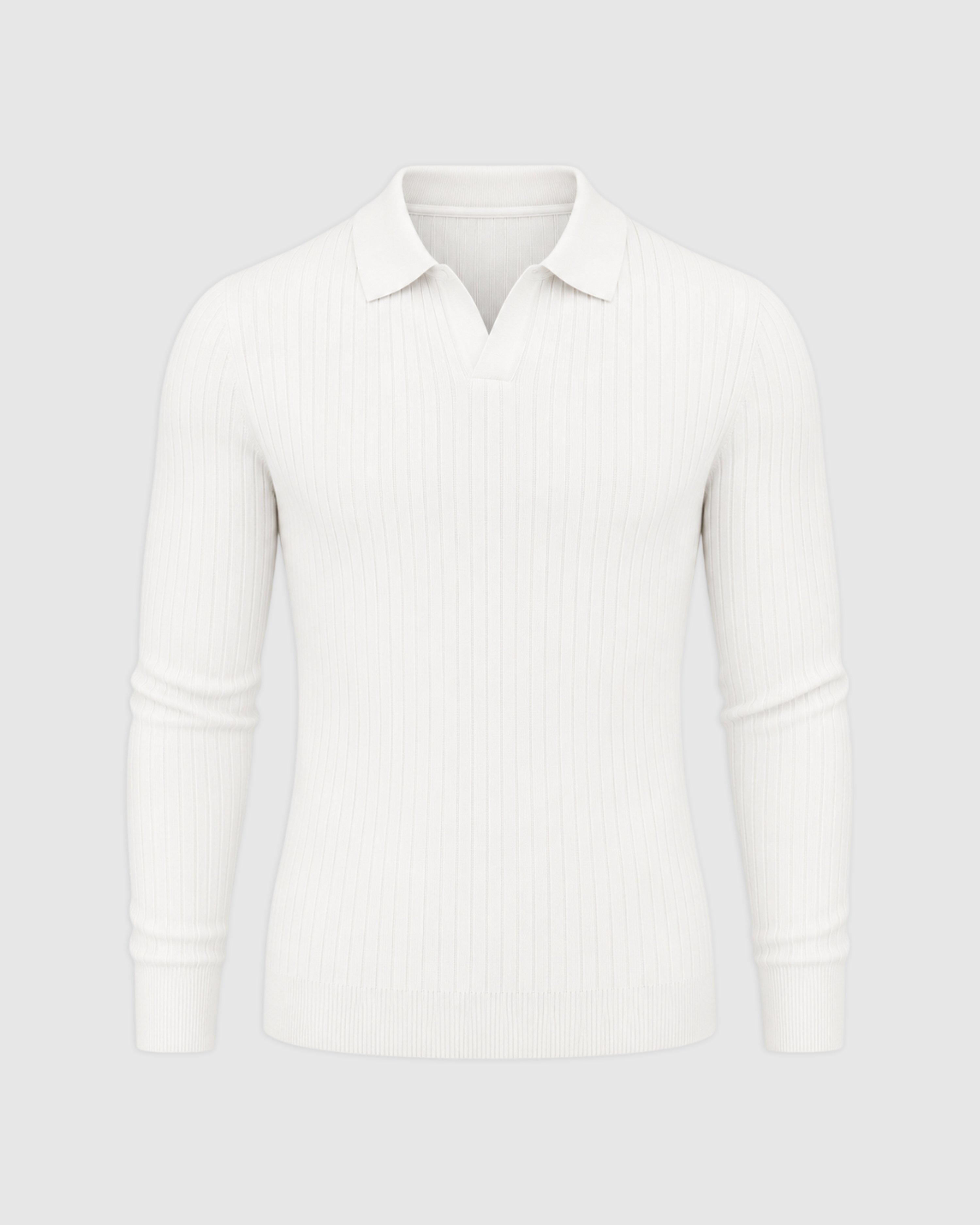 Ribbed Long-Sleeve Polo
