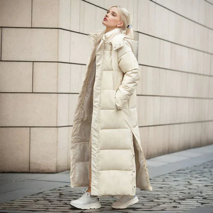 Lång Vinterjacka Dam Elegant Polyester för Kalla Dagar