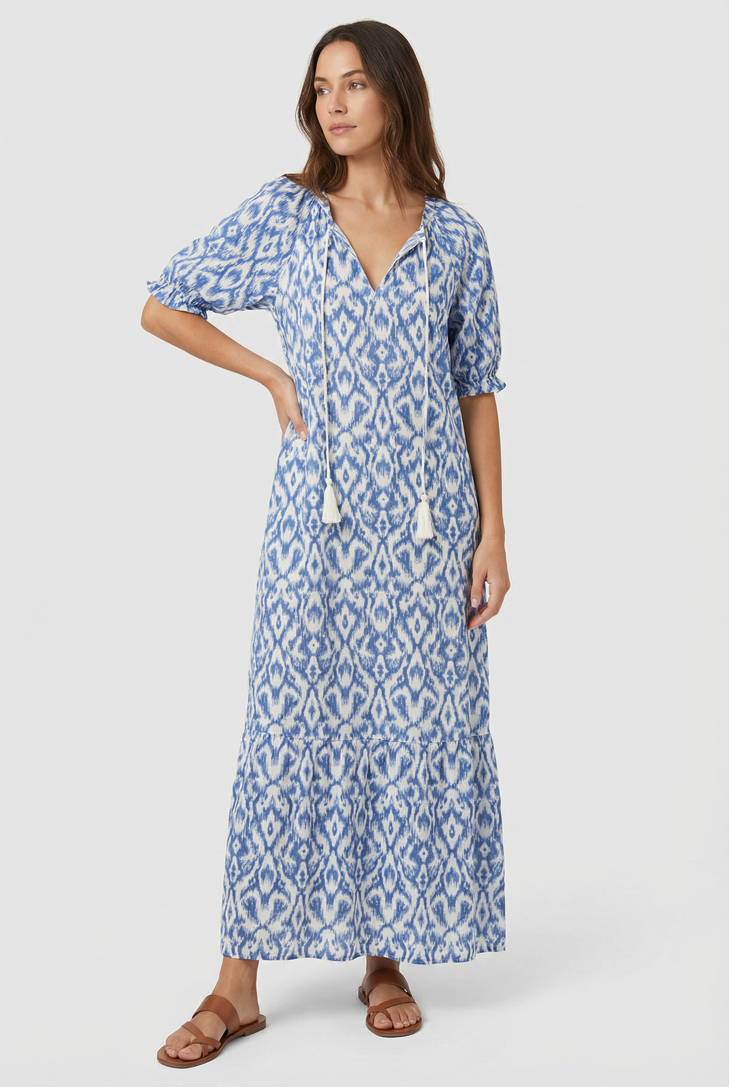 Women's Floral Print V-neck Maxi Dress