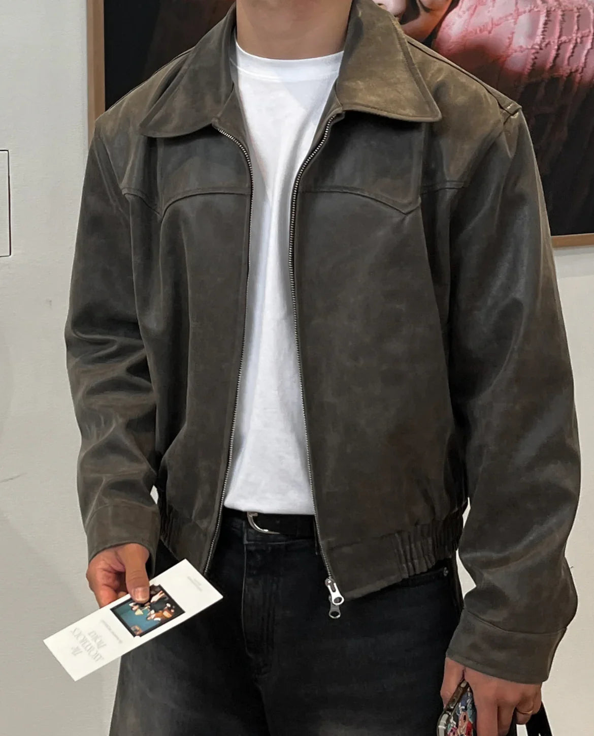 Cropped Brown Leather Jacket