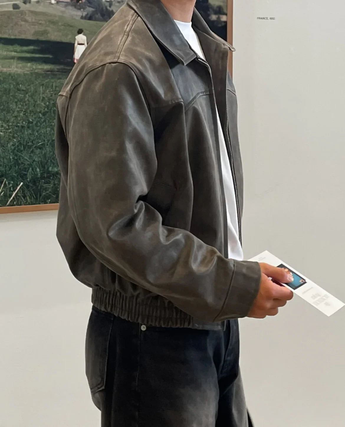 Cropped Brown Leather Jacket