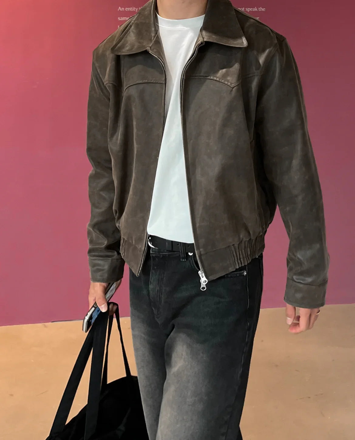 Cropped Brown Leather Jacket
