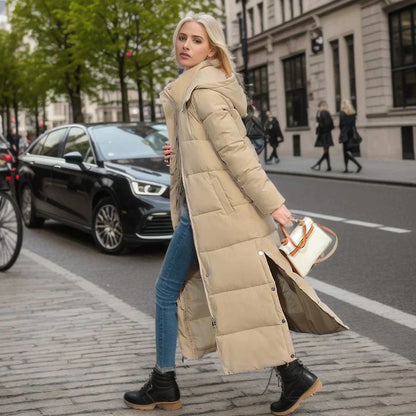 Lång Vinterjacka Dam Elegant Polyester för Kalla Dagar