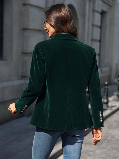 Dam Blazer Retro Elegant Enknappad Sammet