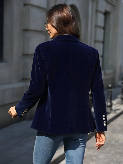 Dam Blazer Retro Elegant Enknappad Sammet