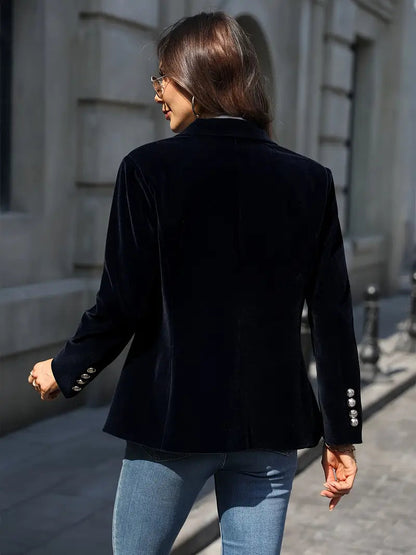 Dam Blazer Retro Elegant Enknappad Sammet