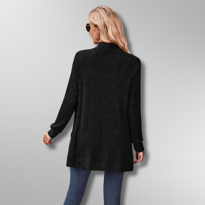 Dam Cardigan Ribbad Design Mjuk Polyester Akryl Rayon