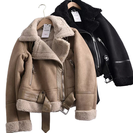 Dam Vinterjacka i Semskad Skinn med Unik Design