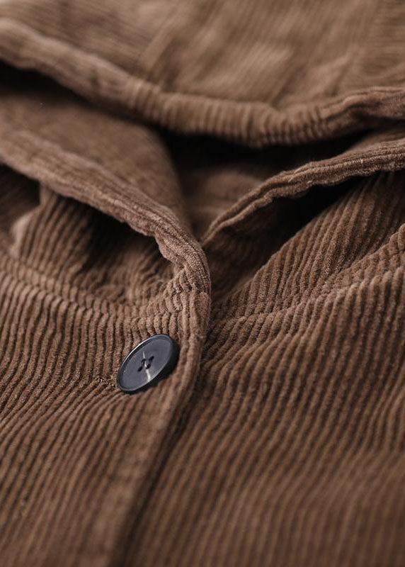 Damens Hooded Corduroy Vinterjacka