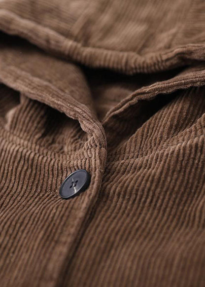 Damens Hooded Corduroy Vinterjacka