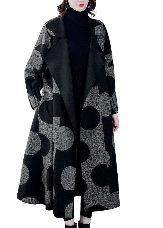 Damens Långärmad Kappa med Prickigt Mönster och Patchwork
