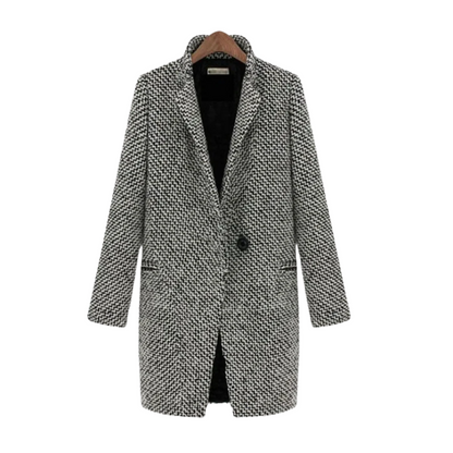 Damens Vinterkappa Houndstooth Ull