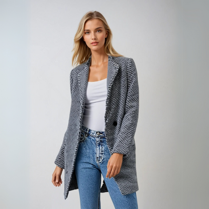Damens Vinterkappa Houndstooth Ull