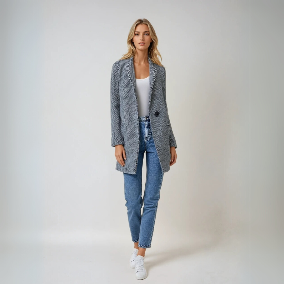 Damens Vinterkappa Houndstooth Ull