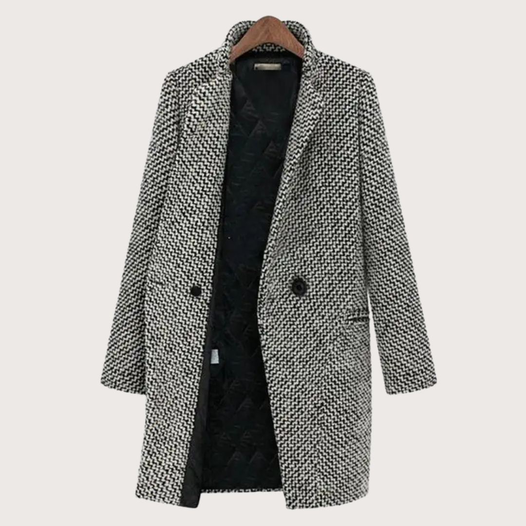 Damens Vinterkappa Houndstooth Ull
