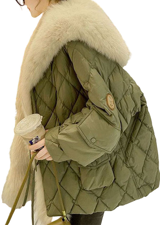 Damernas Oversized Jacka med Fuskpäls och Dunfyllning