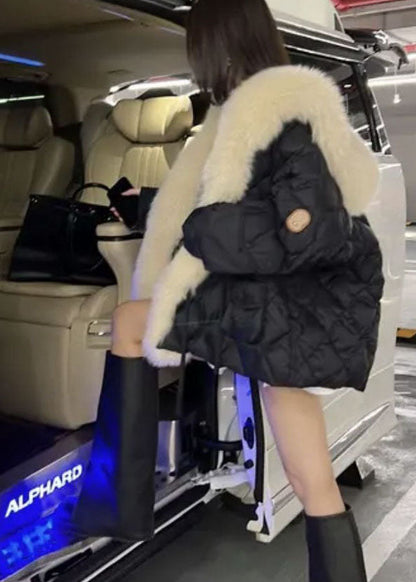 Damernas Oversized Jacka med Fuskpäls och Dunfyllning