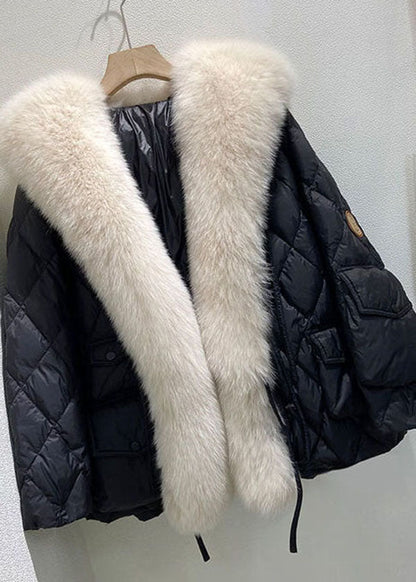 Damernas Oversized Jacka med Fuskpäls och Dunfyllning