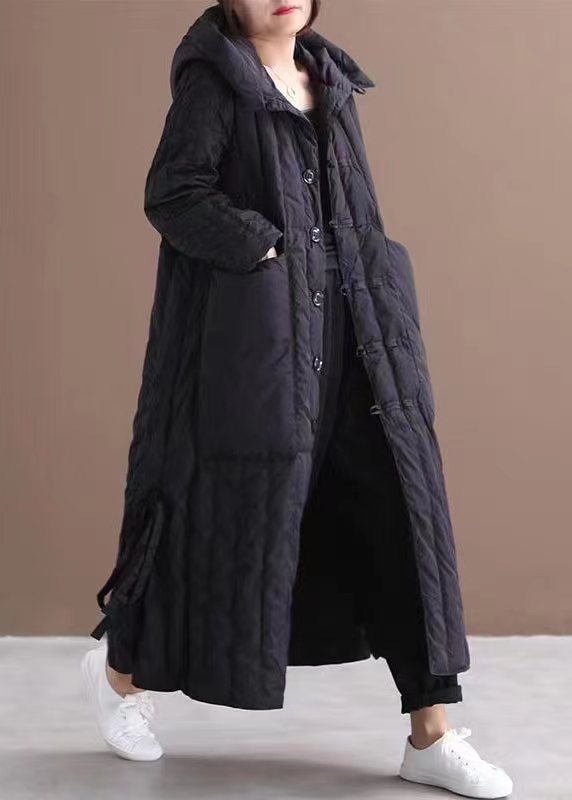Damernas Plus Size Vinterkappa med Huva och Stora Fickor