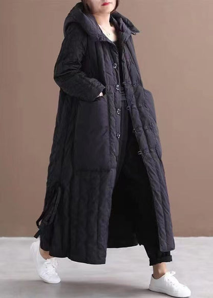 Damernas Plus Size Vinterkappa med Huva och Stora Fickor