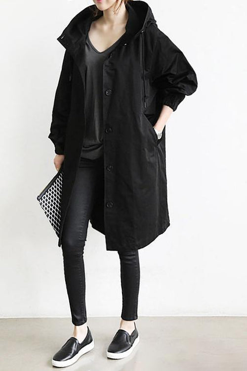 Damernas Trenchcoat med Huva och Vattentålig Design