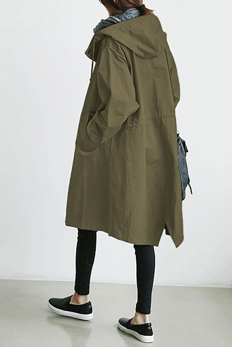 Damernas Trenchcoat med Huva och Vattentålig Design