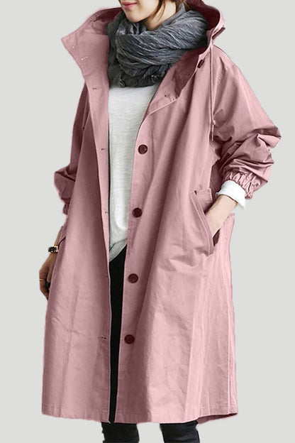 Damernas Trenchcoat med Huva och Vattentålig Design