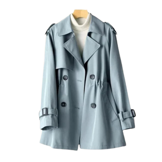 Kvinna Vintage Trench Coat Dubbelknäppt Nylon-Bomull