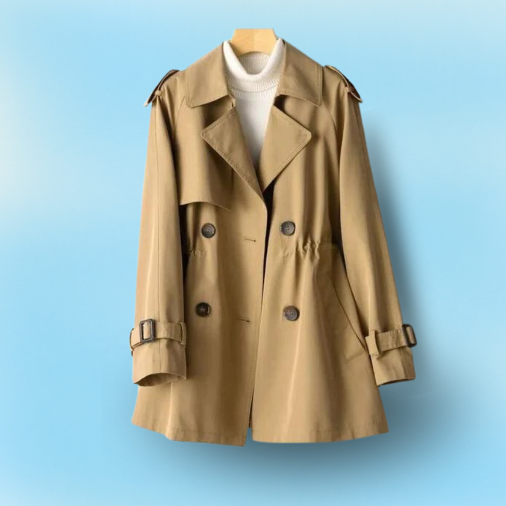 Kvinna Vintage Trench Coat Dubbelknäppt Nylon-Bomull