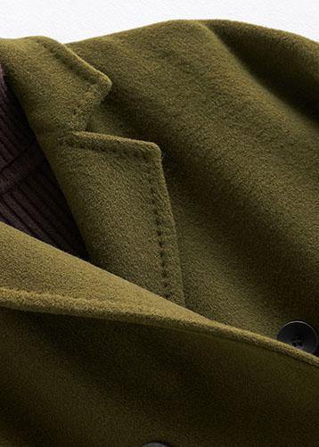 Kvinnojacka i Ullsblandning, Trendig Plus Size, Lång Dubbelknäppt