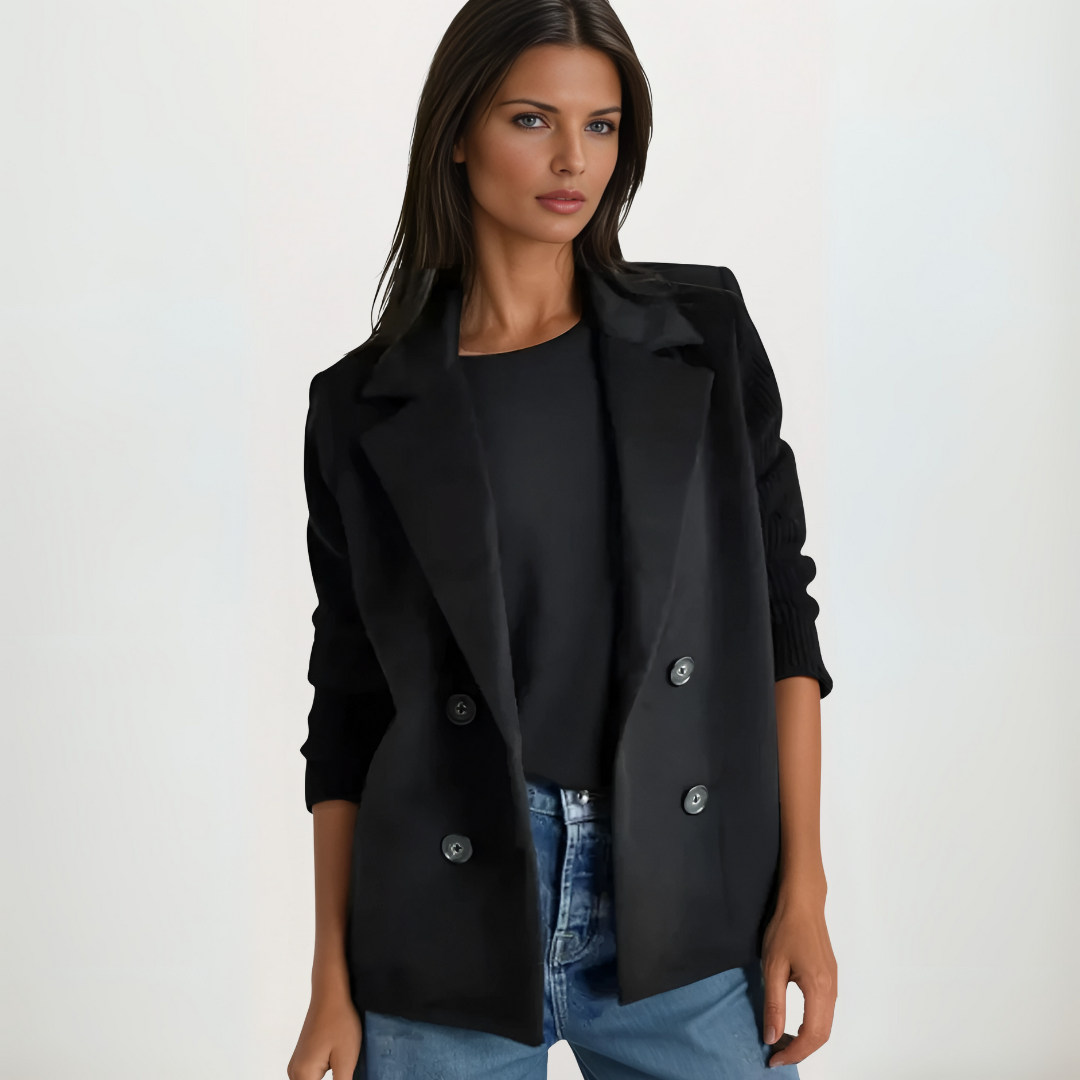 Kvinnors Blazer Kappa Stickad Materialblandning
