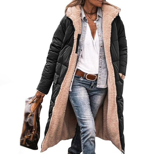 Lång Vinterjacka Dam Hållbar Design Isolerande Material