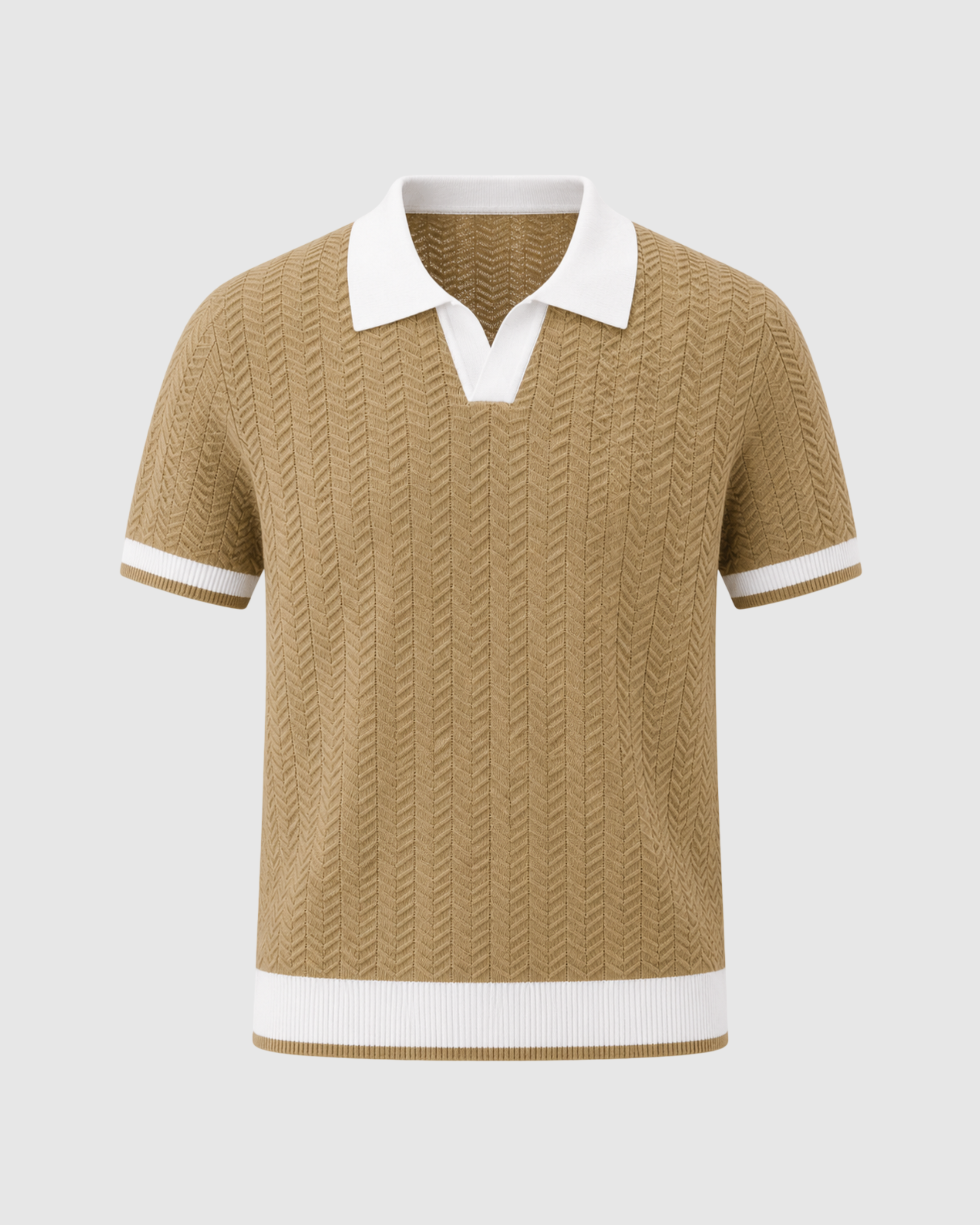 Textured V-Neck Polo Shirt