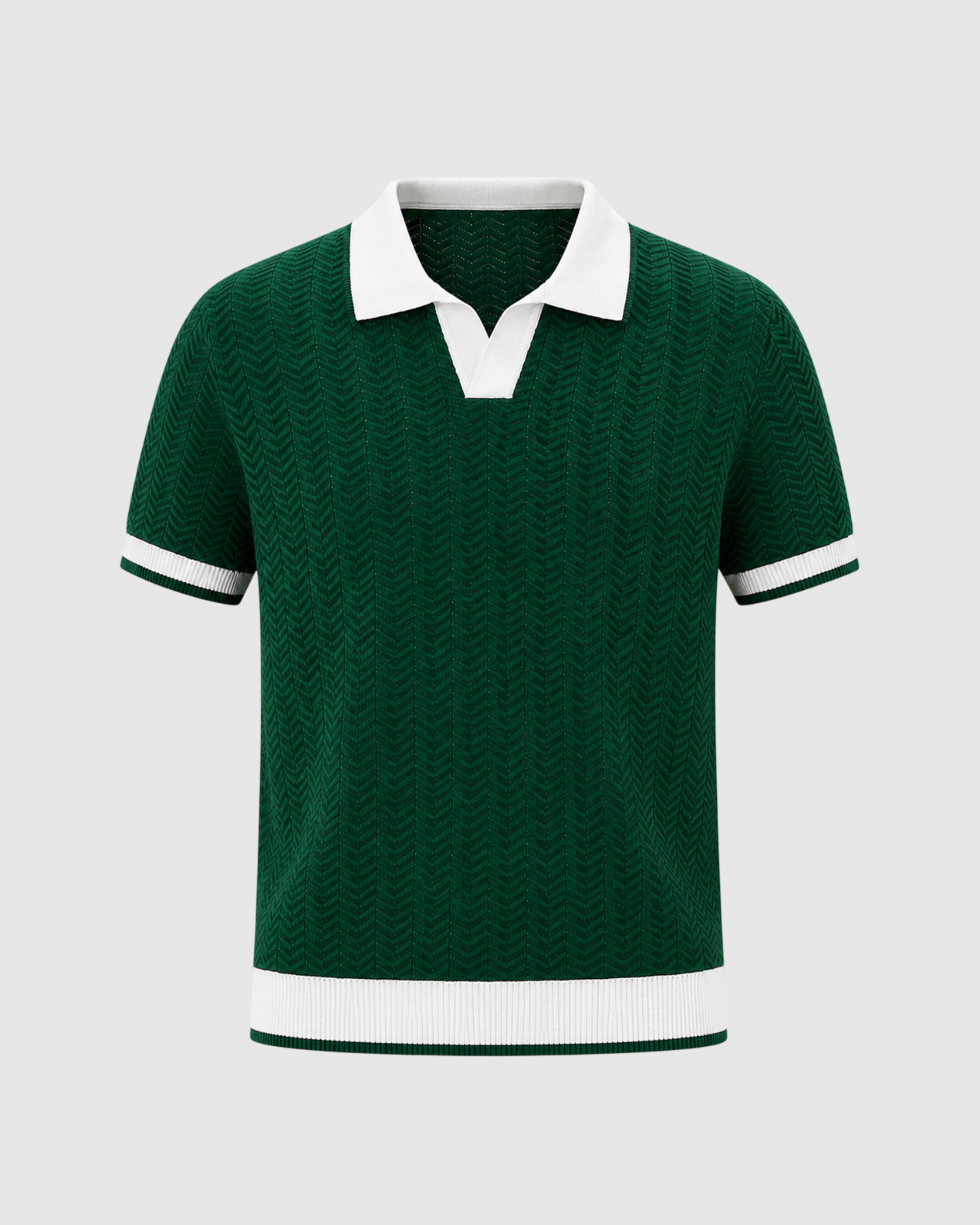 Textured V-Neck Polo Shirt
