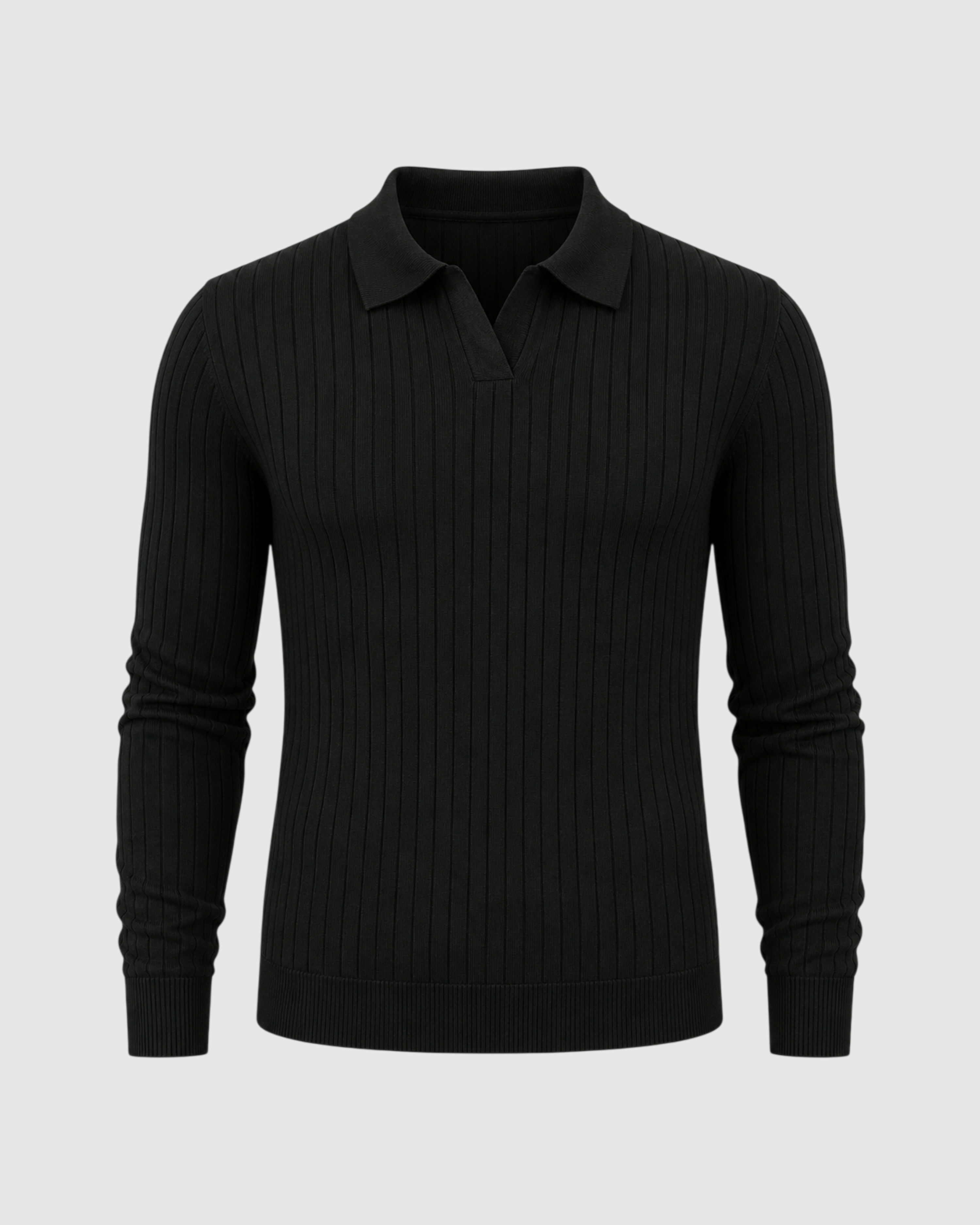 Ribbed Long-Sleeve Polo