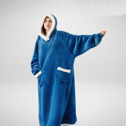 Oversized Deken Med Huva Microfleece Sherpa