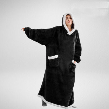 Oversized Deken Med Huva Microfleece Sherpa