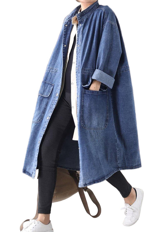 Plus Size Box Coat med Ståkrage och Dragsko