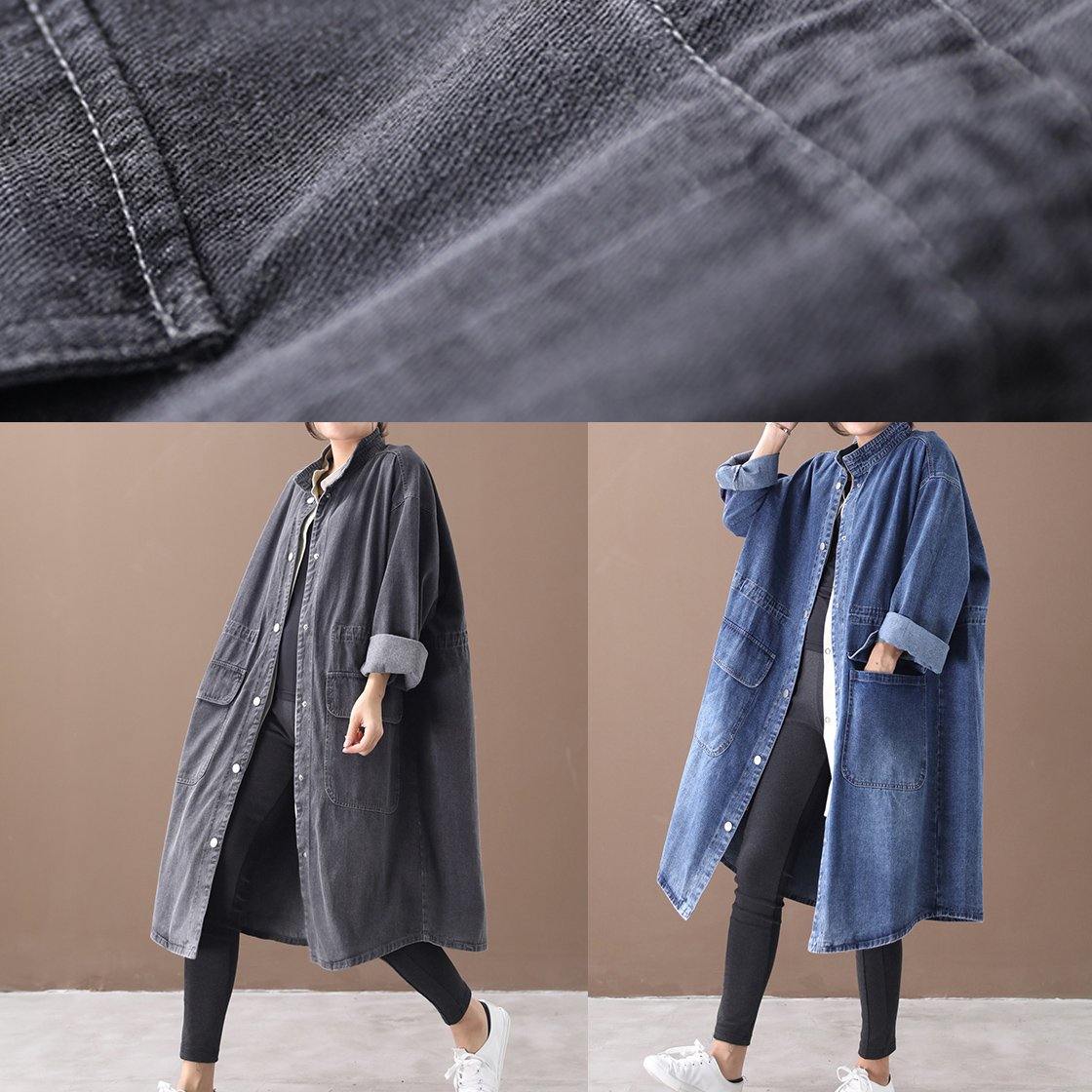 Plus Size Box Coat med Ståkrage och Dragsko