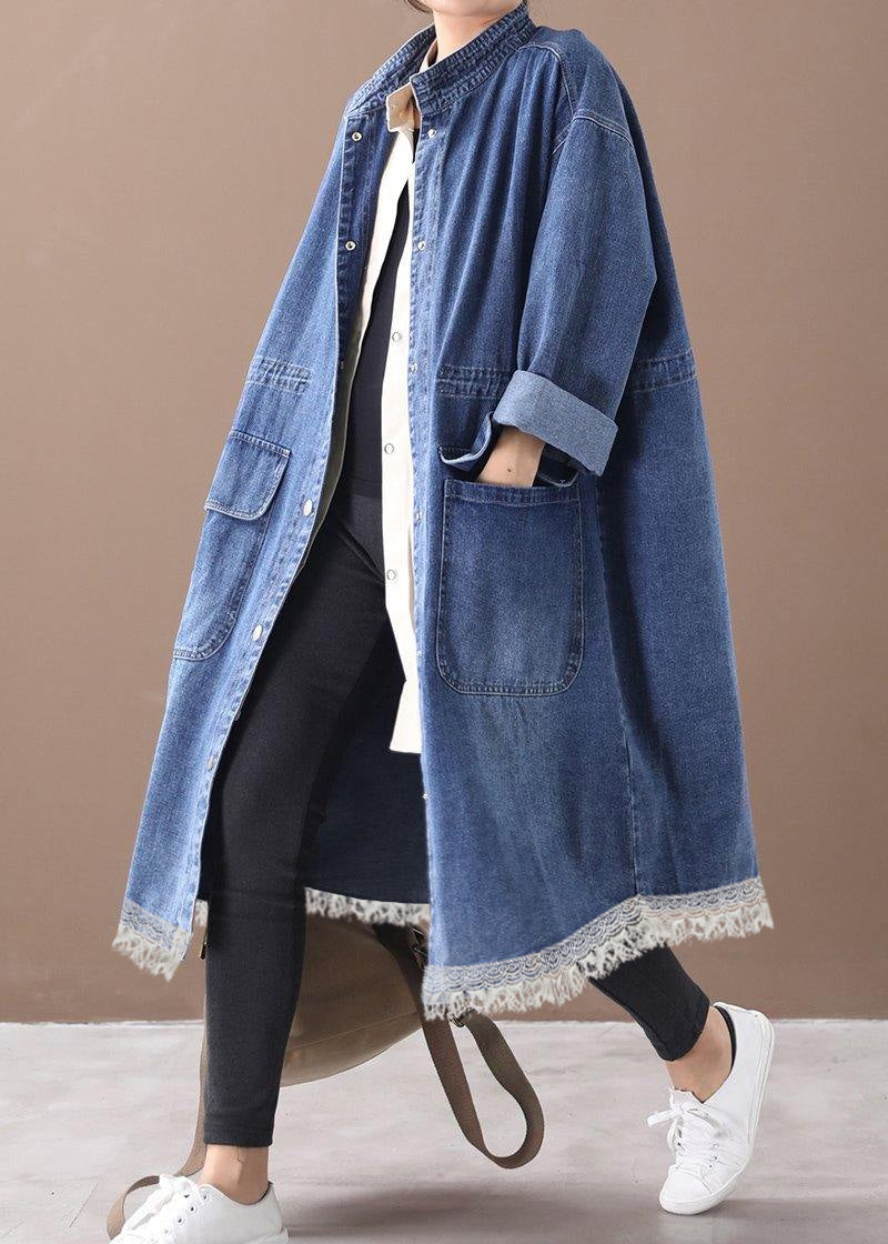 Plus Size Box Coat med Ståkrage och Dragsko