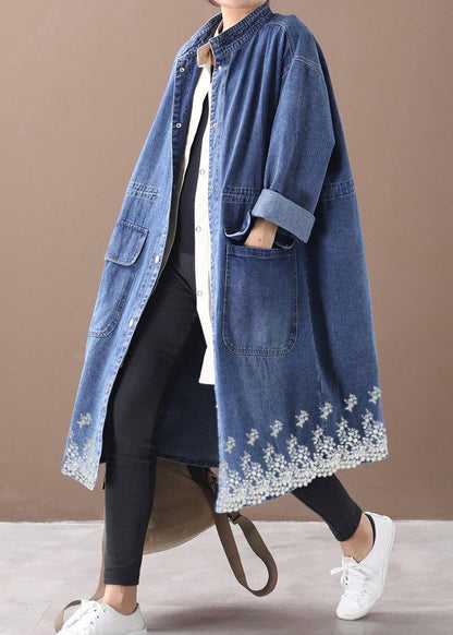 Plus Size Box Coat med Ståkrage och Dragsko